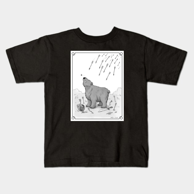 Medieval Battlefield Dumb Bear Kids T-Shirt by JadedSketch